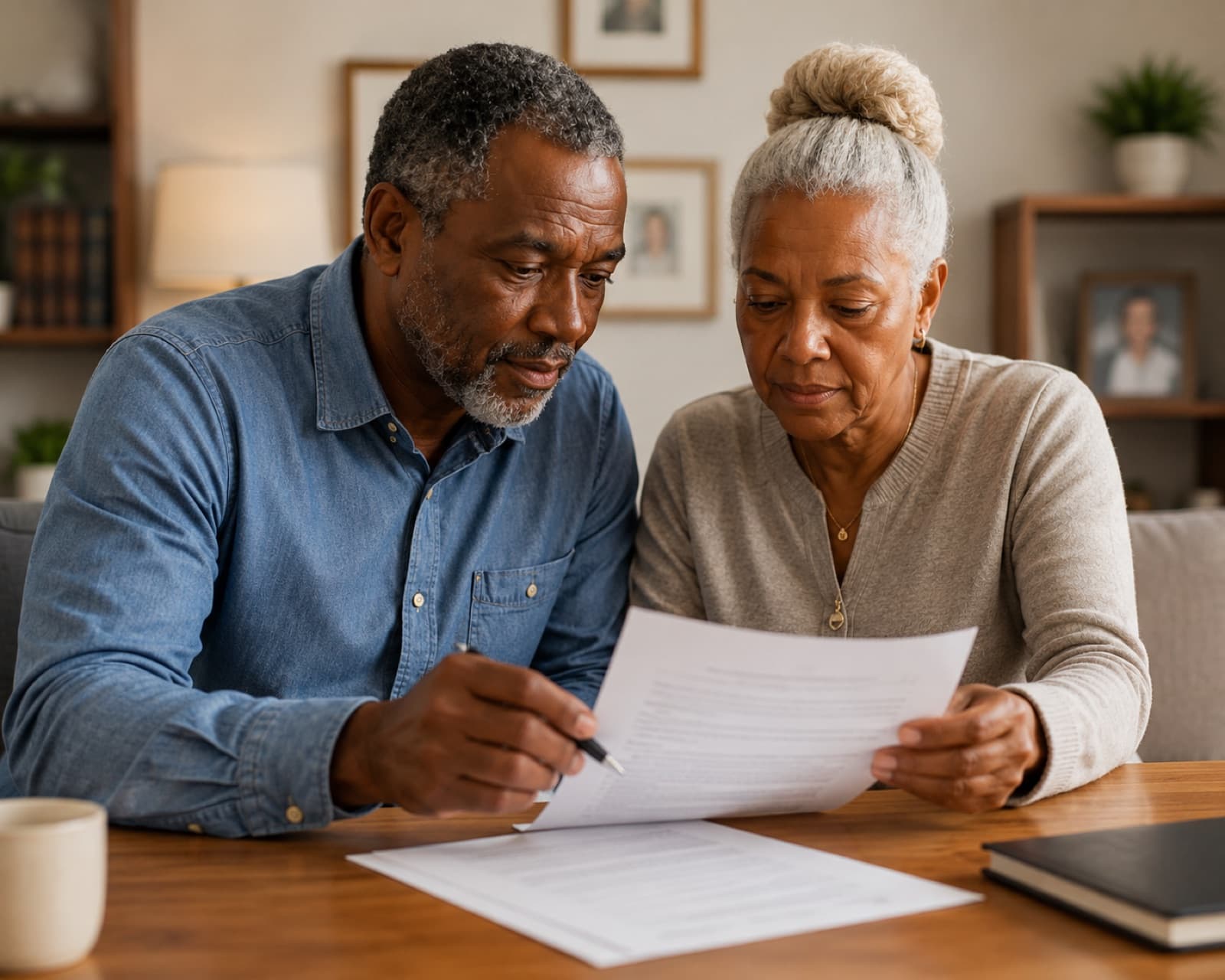 A couple reviewing claim documents together
